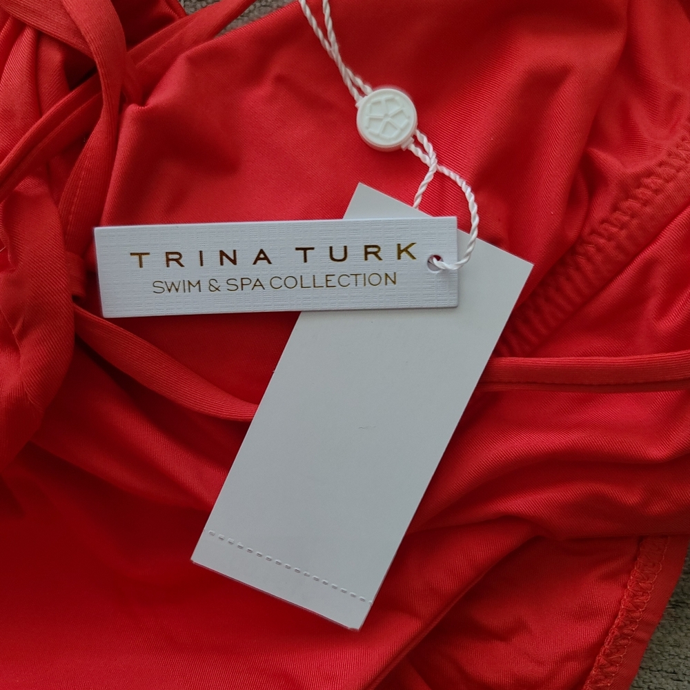 Trina Turk Monaco Twistback One Piece Swimsuit in Flame Sz 6 - Picture 8 of 11